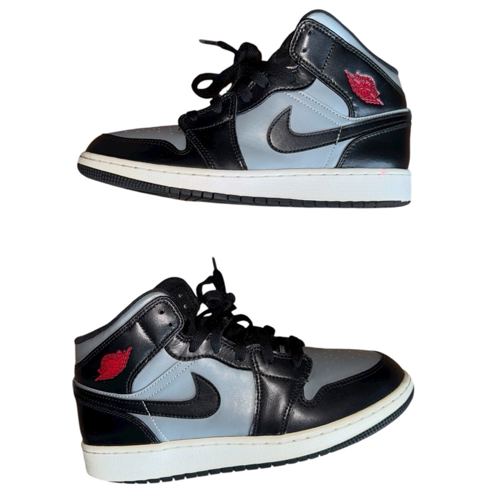 Nike Air Jordan 1 Mid Shadow Boy's Size 6.5Y Sneakers Black Gray Red